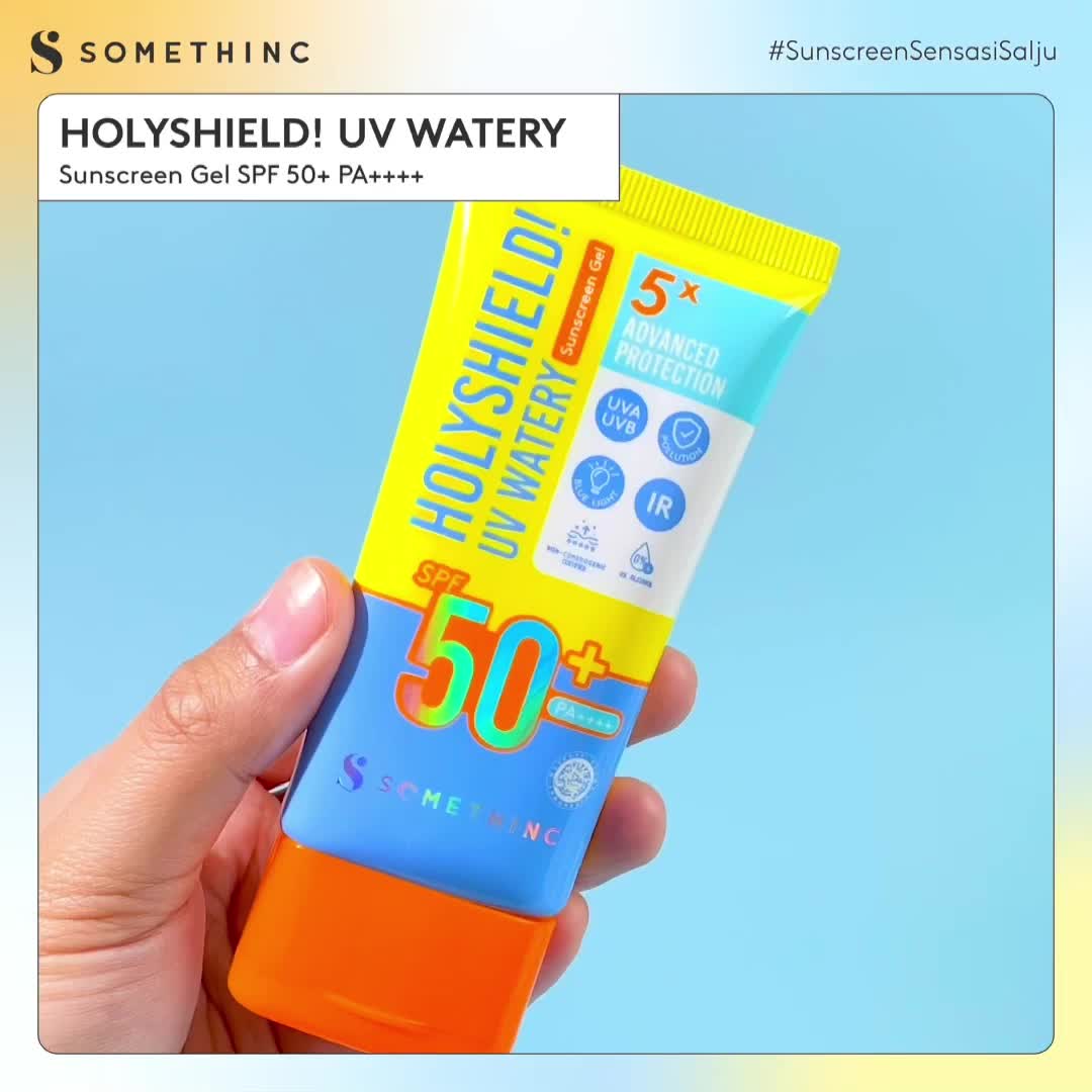 [Tasya Farasya Approved] SOMETHINC Holyshield! UV Watery Sunscreen Gel SPF 50+ PA++++ - Physical Sunscreen, Sunscreen untuk Kulit Berminnyak, Mudah Menyerap, No Whitecast & Tidak Lengket