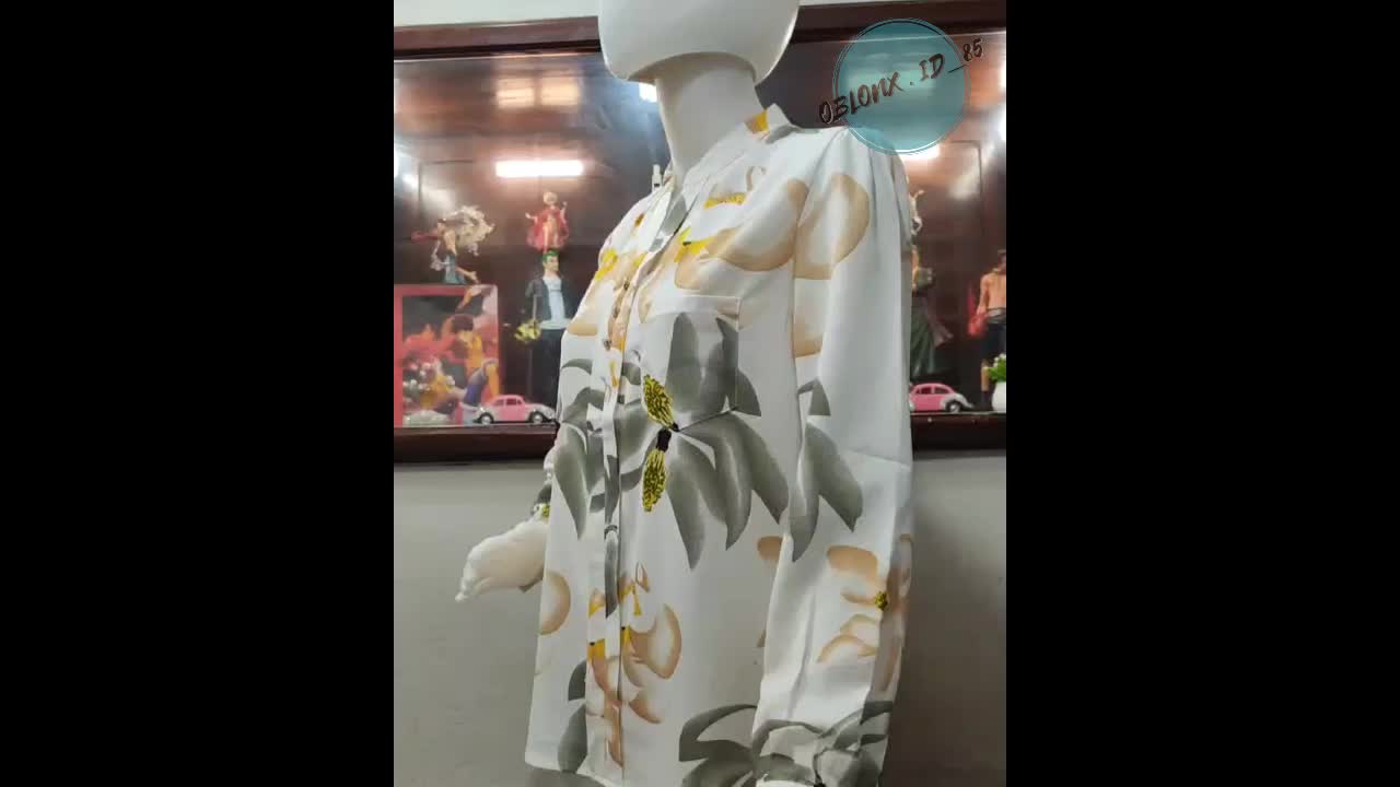 Kemeja Blus Motif BKK Kerah V-Neck Bunga V-Neck Baju Kancing/Kemeja formal dan non formal/kemeja wanita terbaru