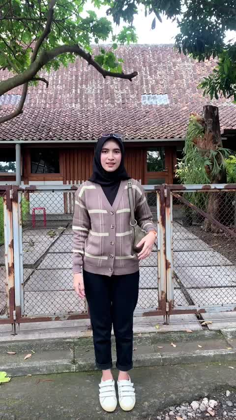 Sean Cardigan Rajut Wanita Oversize Motif Kotak Fit  Panjang  Kancing  Outer  Casual Sweater Knitwear