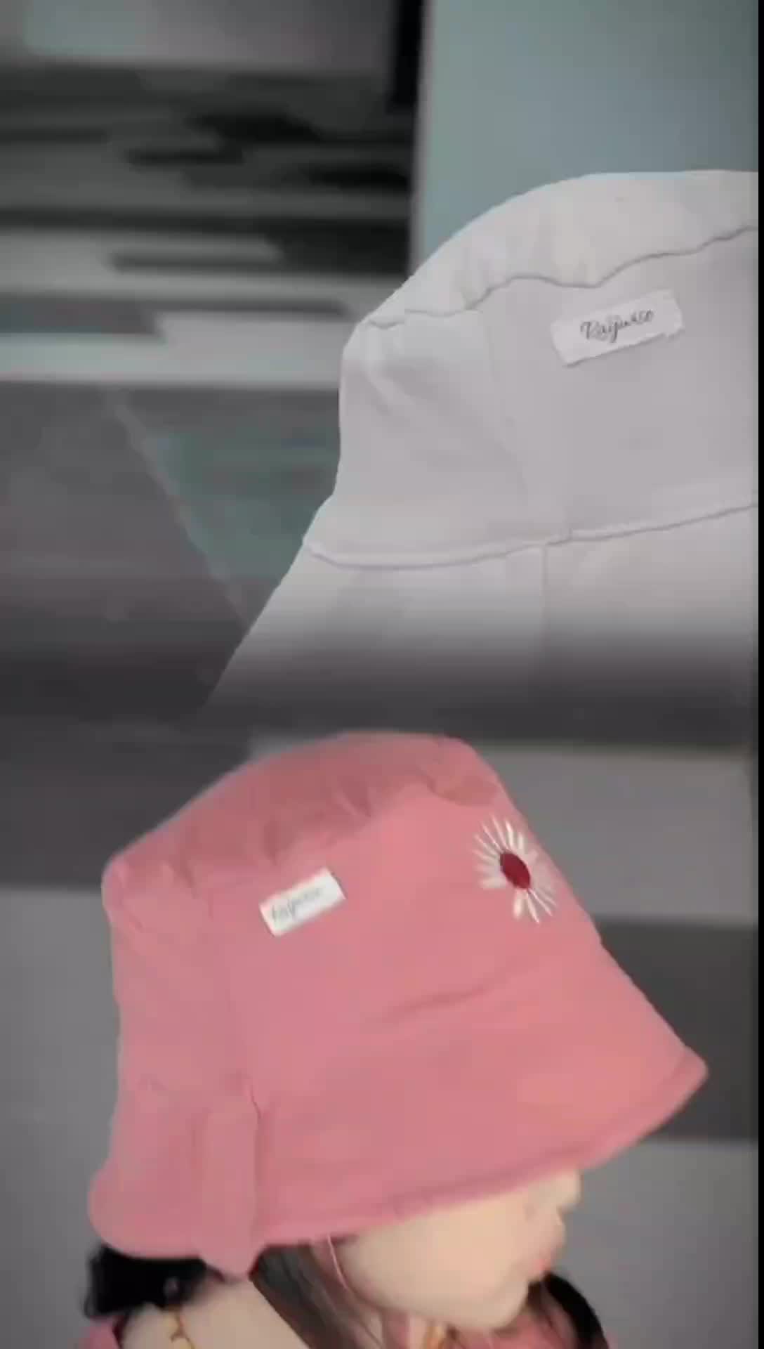 Topi Bucket Anak Perempuan Laki-Laki Bordir Tali Material Katun (Kai)