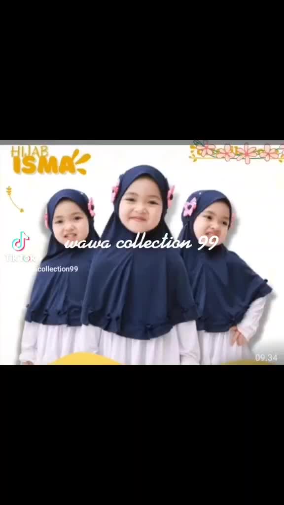 hijab anak isma jilbab paud usia 3-7 tahun kerudung instan model baru Muslim