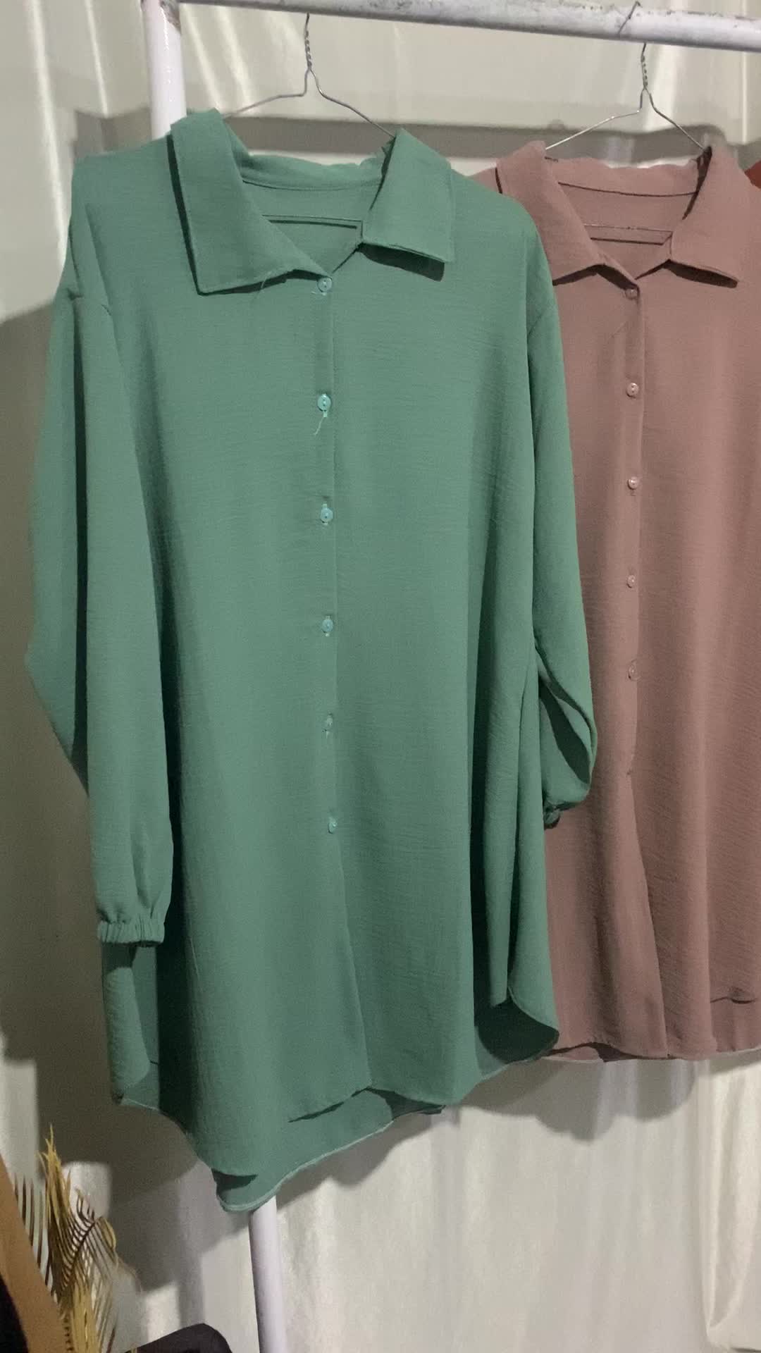 ARINDA Kemeja Tunik Oversize Crinkle Airflow by Sabilakiyowo Muslim Nyaman Panjang Wanita Atasan Baju Remaja Kancing