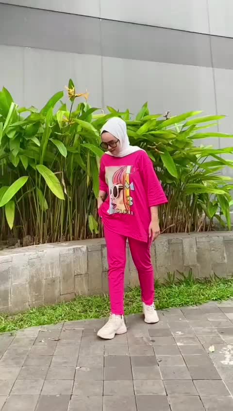 Setelan Celana Slimfit Wanita  Baju Oversize  Bahan Katun Combed