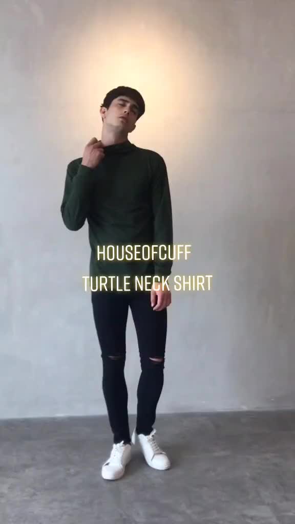 Turtleneck premium pria lengan panjang korean style Kaos leher tinggi rajut  Sweater Knitwear tebal Turtle neck