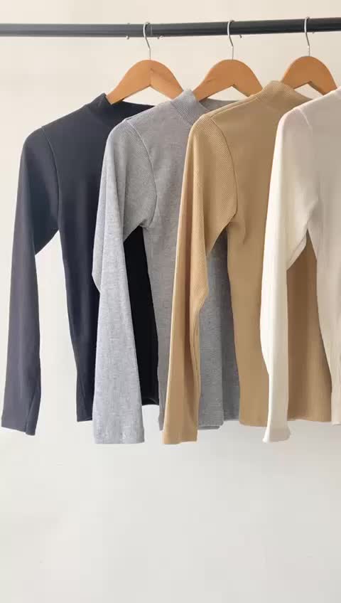 Yeppuoutfit Ivvy Manset - Basic Inner Baju Wanita Turtleneck Manset Lengan Panjang Bahan Kaos Rib Size M dan XL Muslim Korean Style Nyaman Grey