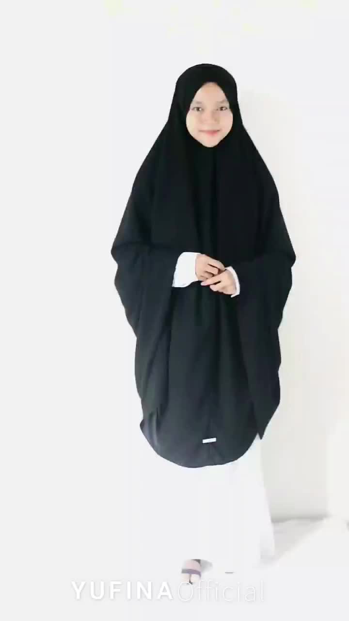Long Khimar Syar'i XXL Non Pad Jetblack MTA by Yufina panjang hitam  muslim  jilbab  wolfis  wanita  kerudung  syari  Instan