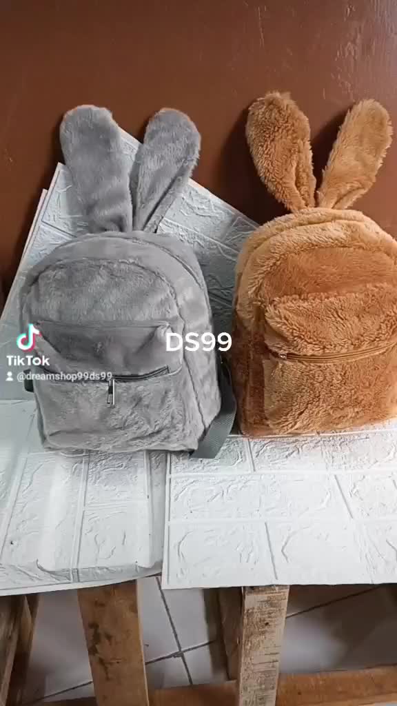 DS99 Tas Ransel bulu telinga kelinci wanita