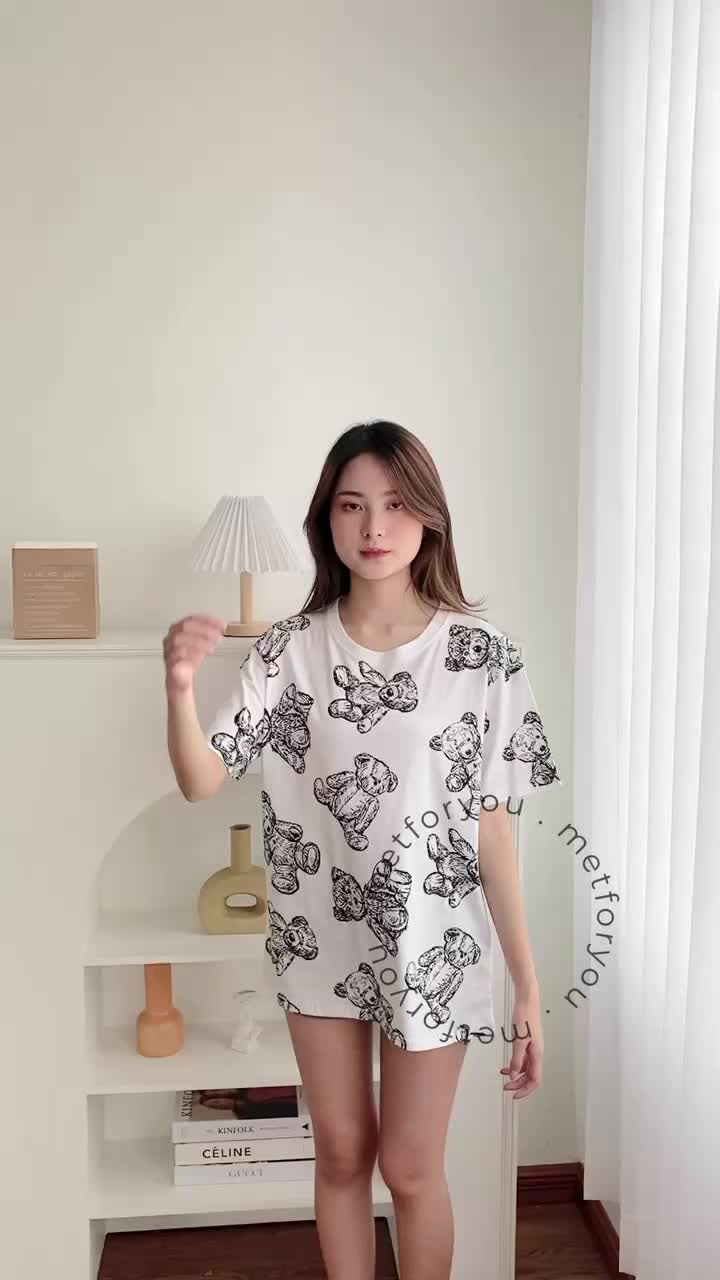 METFORYOU Kaos Wanita Oversize - Big Teddy Fullprint