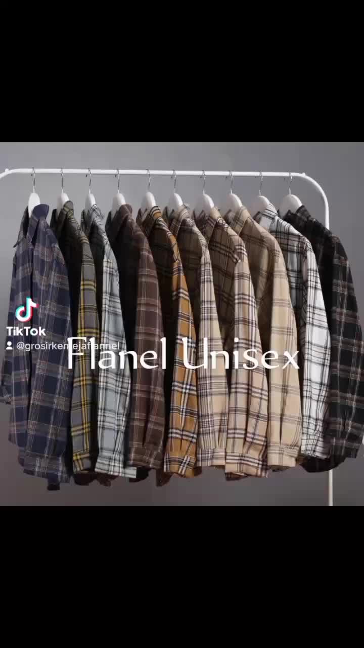 Kemeja flanel unisek lengan panjang kotak-kotak kualitas impor bisa pilih motif Kotak Pria