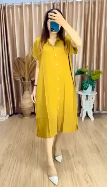 Daster (Dress) Rayon Nagita Kerah Hem Kancing Busui Bahan Tebal