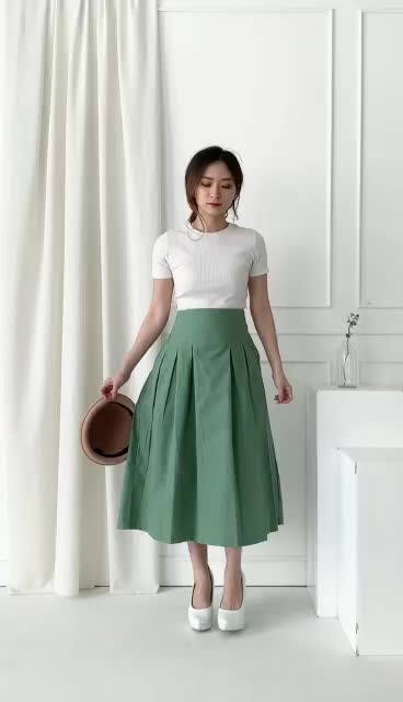 Rok Linen Midi Casual DL1678