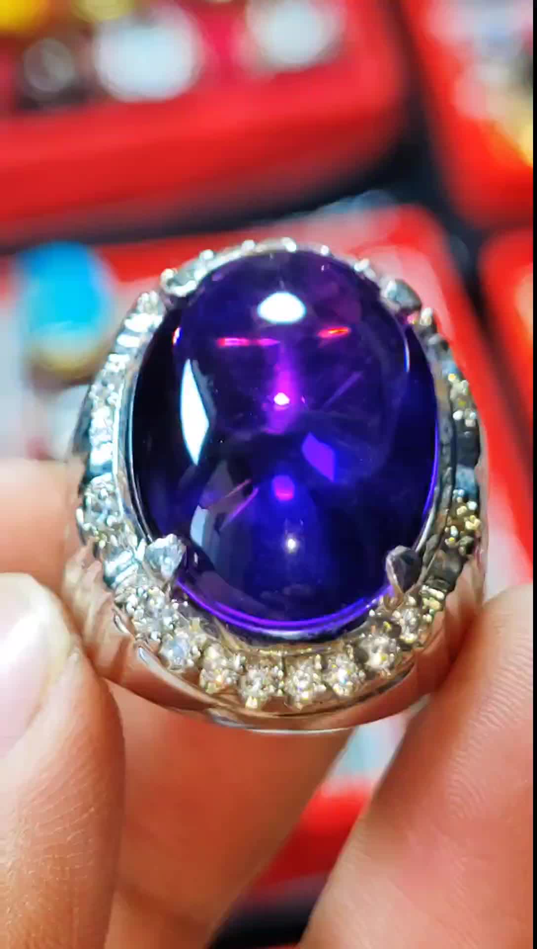 Batu Permata Alam Amethyst Ungu Asli + Sertifikat - Crystal, Cincin, Anting