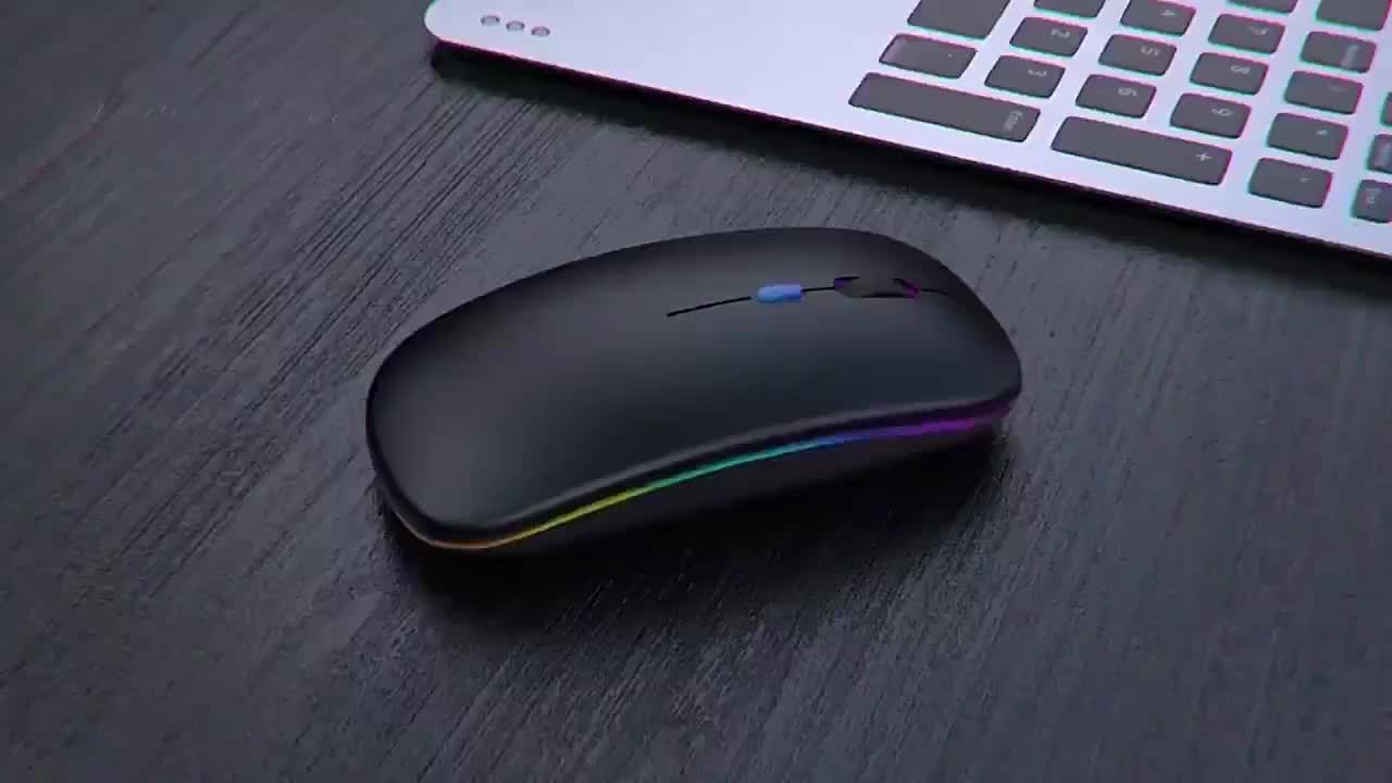 【GOOJODOQ】Mouse Bluetooth Mouse Nirkabel Isi Ulang Ultra-tipis Diam LED Berwarna-warni Mouse Gaming Backlit