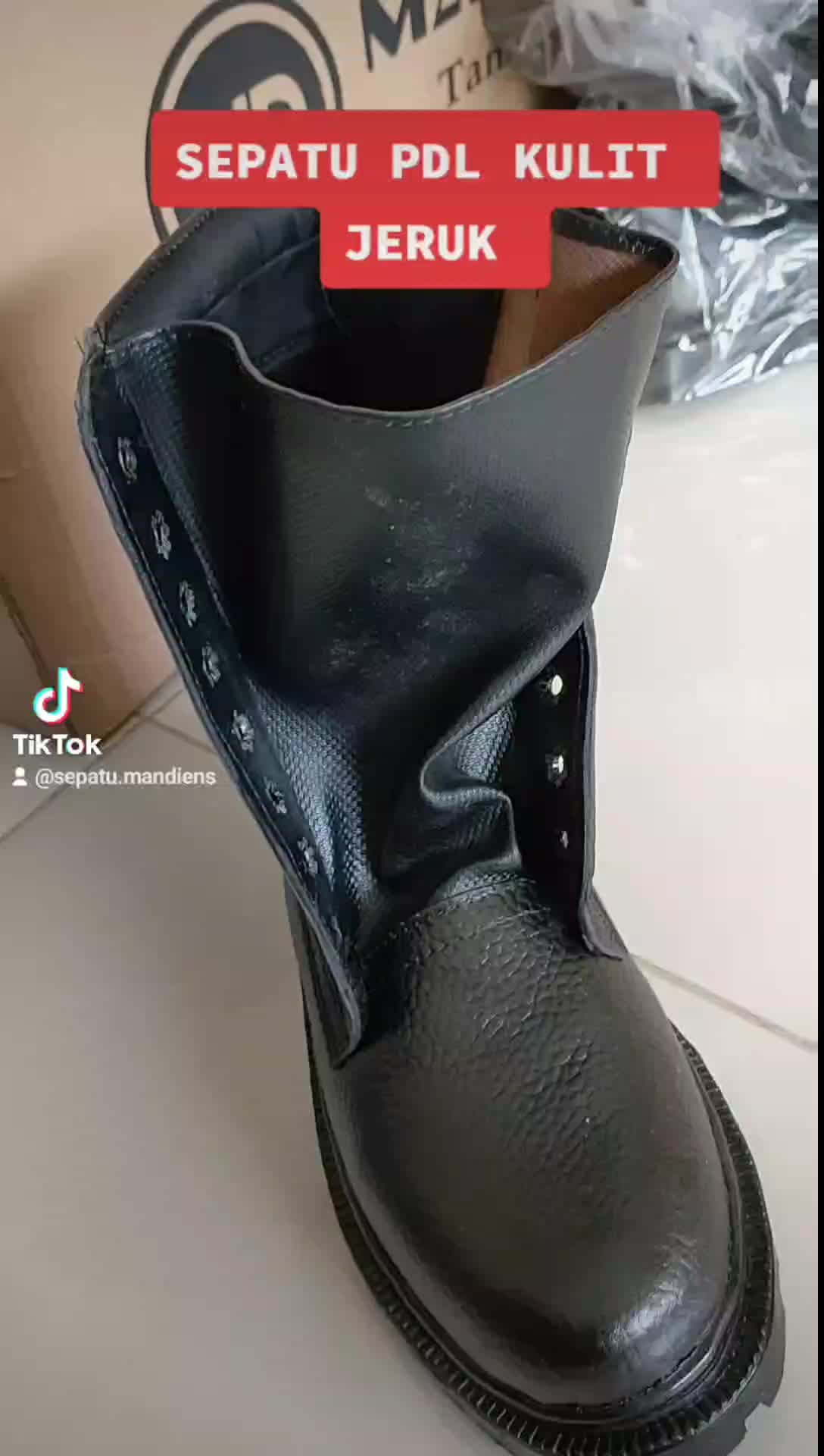 Mandiens  Sepatu PDL Kulit Asli Motif Jeruk  PDL Tni Polri Linmas - Sepatu Pdl Kulit Jeruk Jatah TNI Satpam Boots Shoes Pria Hitam