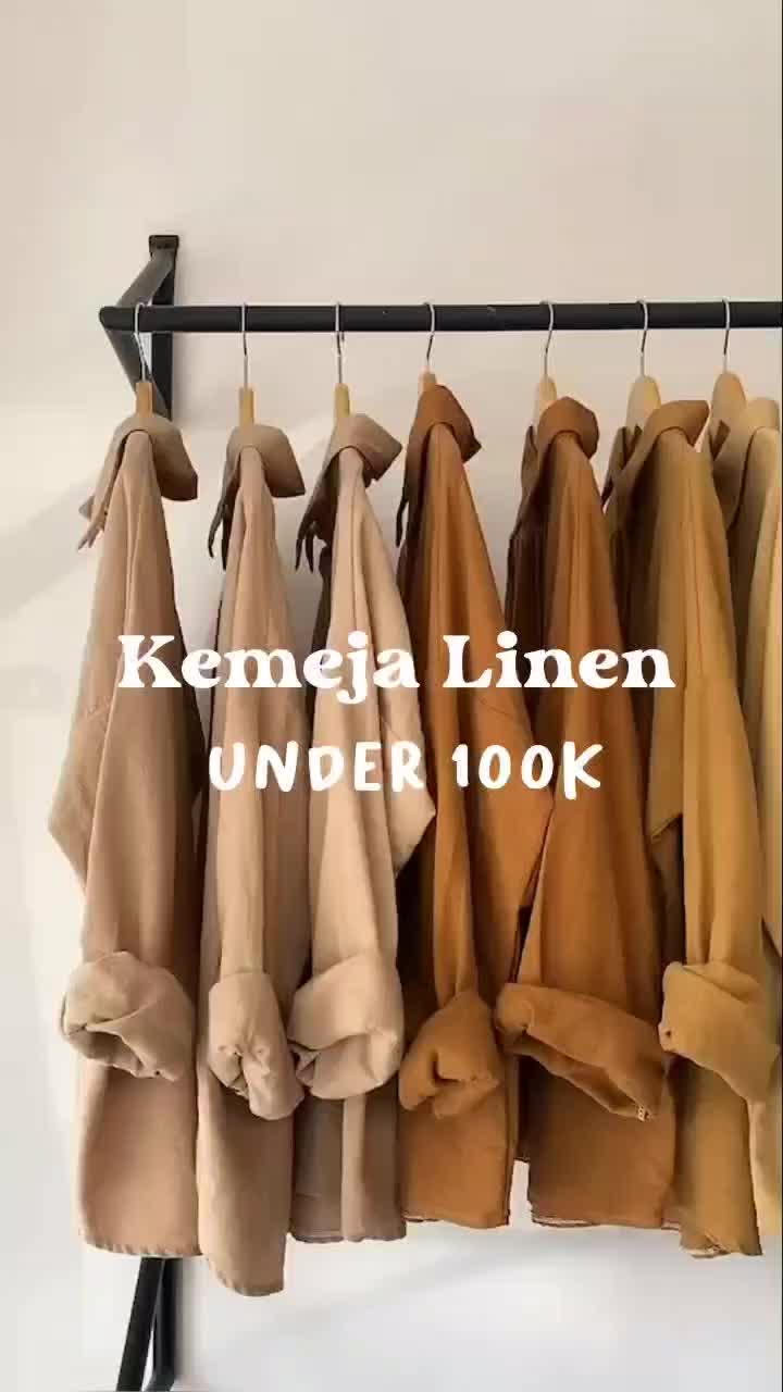 Kemeja Oliviaa Linen Oversized Warna Biru Coklat Model Wanita Nyaman untuk Acara Formal