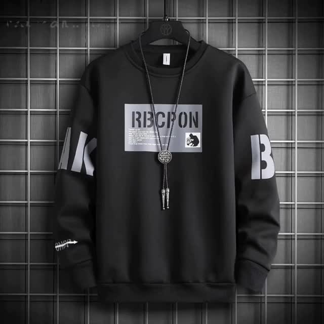 Sweater Hoodie Crewneck Distro RBCPON Lengan Panjang Pria Import Korea Fleece Hitam Oversize Atasan Hoodie Sablon Keren Motif Zipper Tebal - Katun
