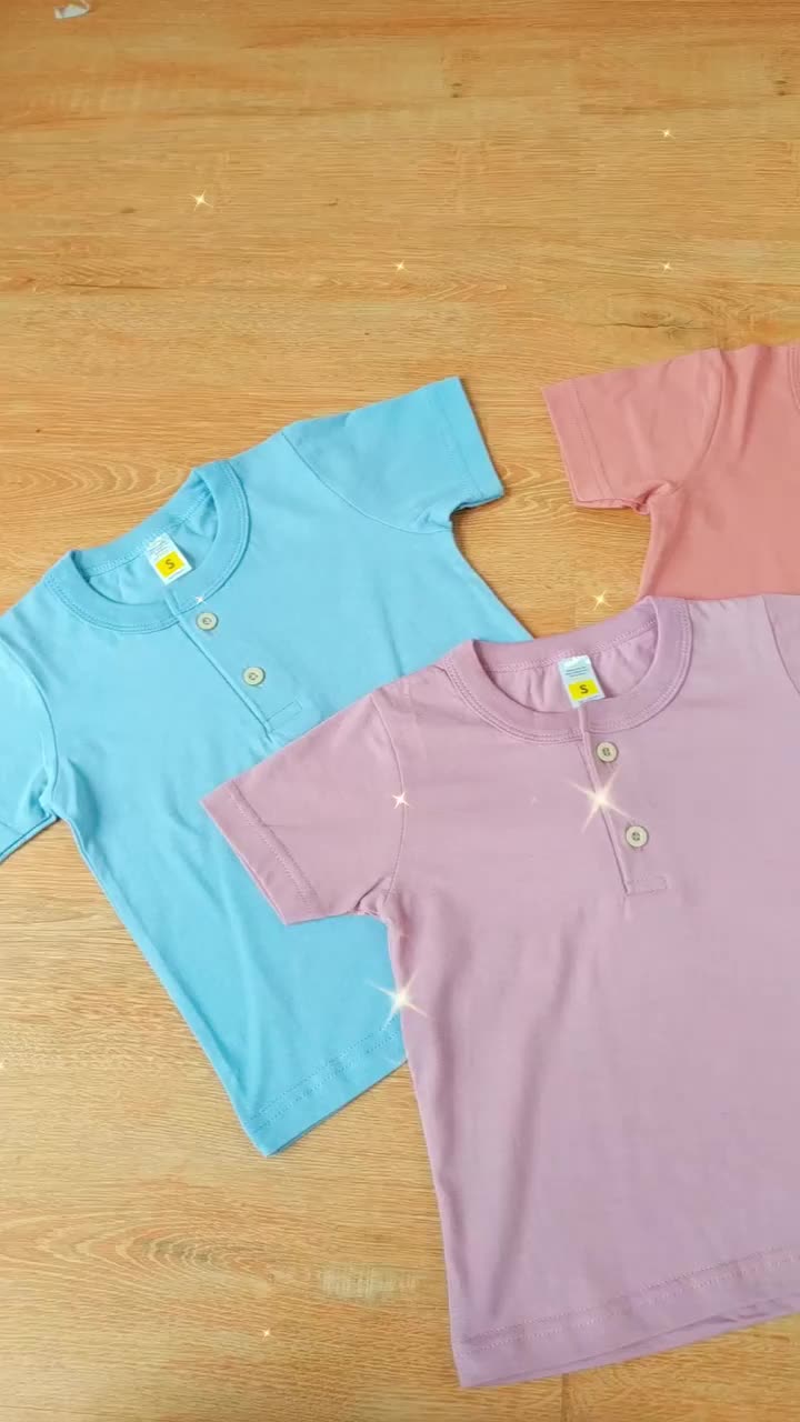 Yobebee Kaos Basic Tee Polos Anak Laki Laki Usia 2 4 6 8 10 Tahun Kaos Henley Kancing Model Tangan Pendek Baju Atasan Kids Cotton Combed Lembut Strech Boy Tee Shirt Model Casual Santai Kaos Katun Anak Cowok Cewek Unisex Perempuan
