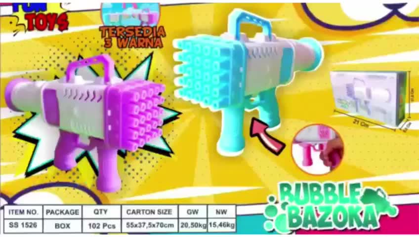 Mainan Anak Bubble Gun Basoka Tembakan Gelembung Sabun Elektrik Machine Gun Bazoka