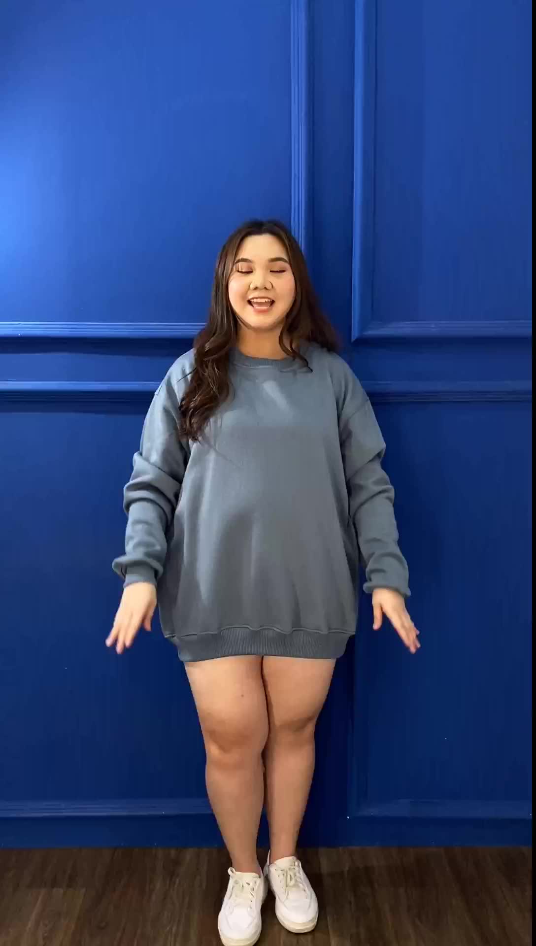 JENAY Sweater crewneck polos oversize XXL XXXL XXXXL XXXXXL Pria Wanita abu muda