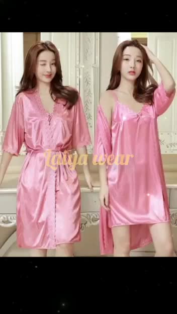 A288 Piyama satin kimono 2 in 1 import / Baju tidur satin / Baju tidur wanita