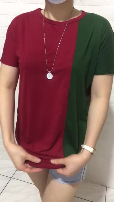 kaos wanita/atasan lengan pendek warna kombinasi bahan spandeks