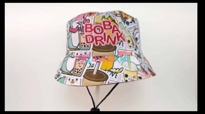 Bucket Hat Anak Sublim Boba Drink Premium | Topi Anak Laki-Laki dan Perempuan | Buket Karakter Lucu Kekinian | Topi Bucket Anak Tali | By ZaynaKids