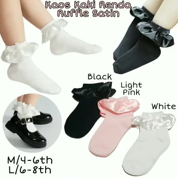 KAOS KAKI ANAK IMPORT RENDA RUFFLE SATIN Fashion