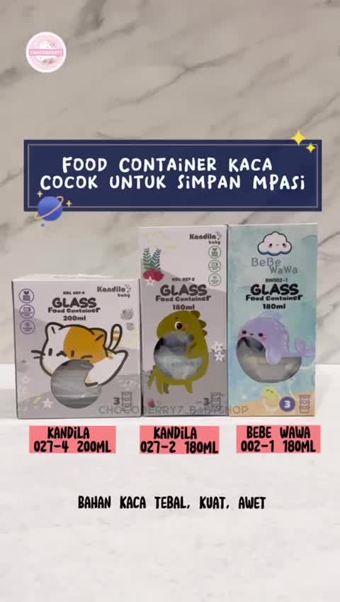 BebeWawa Baby Glass Food Container MPASI Bayi Wadah Kaca Tempat Makan Bayi 180ML 160ML