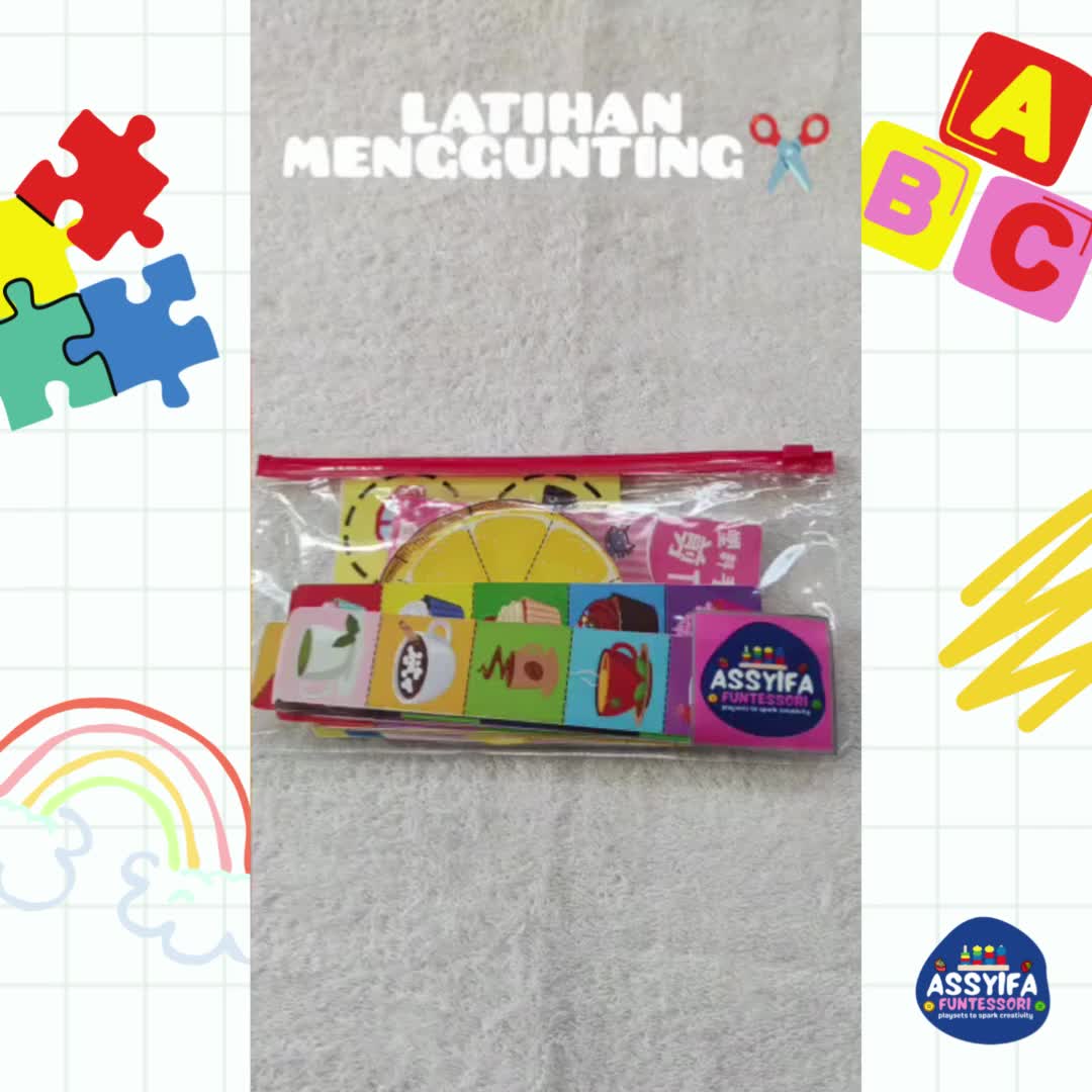 Latihan Menggunting / Scissor Skill / Gunting Safety Untuk Anak 1,5 - 4 tahun
