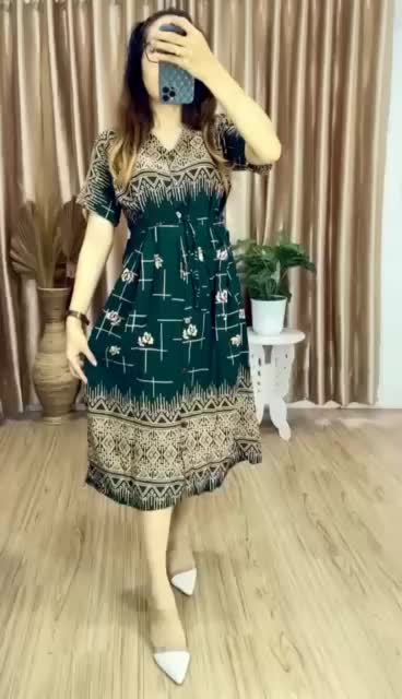 Daster Dress Rayon Tebal Motif Pagar Elegant Andin Cantik