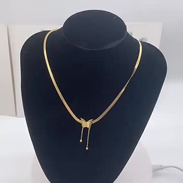 kalung titanium wanita model pipih kupu anti karat Liontin Perhiasan