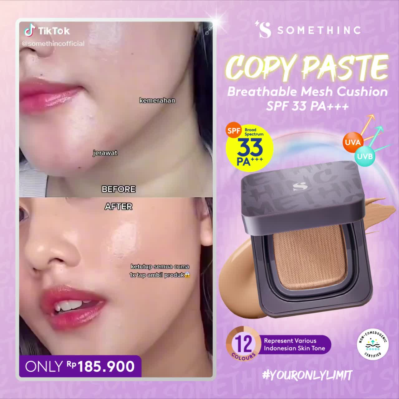 SOMETHINC (REFILL) COPY PASTE BREATHABLE MESH CUSHION SPF 33 PA++ - Cushion Glow Finish Tidak Menyumbat Pori-Pori[free idol]