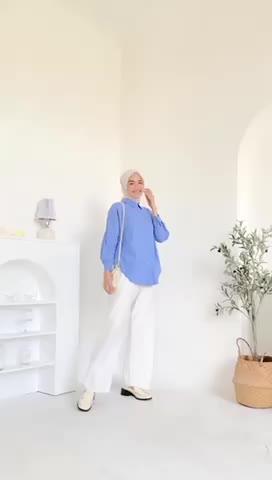 Kemeja Linen Oversize Nelka Shirt baju fit Panjang Tangan Wanita Atasan Casual Basic Dewasa