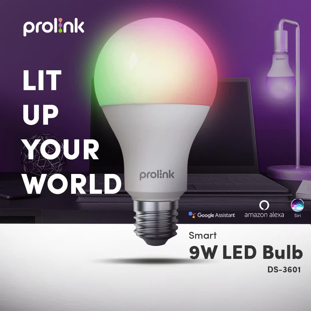 Prolink Smart LED BLUETOOTH WIFI 9W RGBWW Bulb Light l E27 Lampu BT Wireless l Smart Home | DS3601 V1
