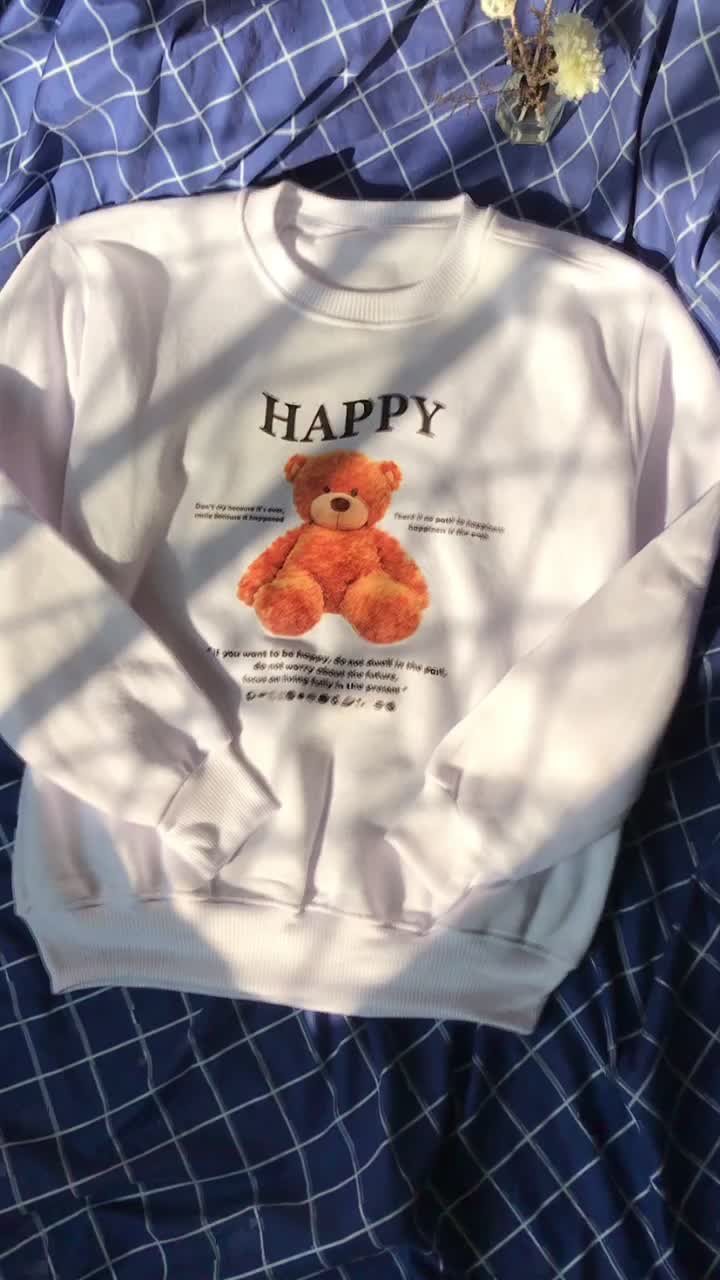 Crewneck Basic Happy M-XXL Fleece Nyaman