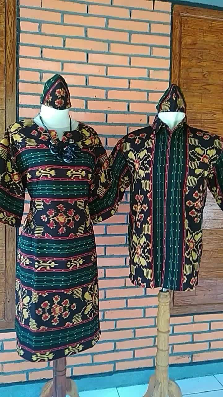 baju couple Tenun Full furing trikot (kemeja+dress dijual terpisah)