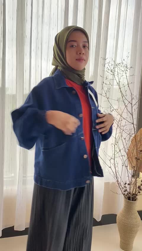 WOW-Lalita Jaket Jeans Oversize Kancing Panjang Denim Wanita Baju