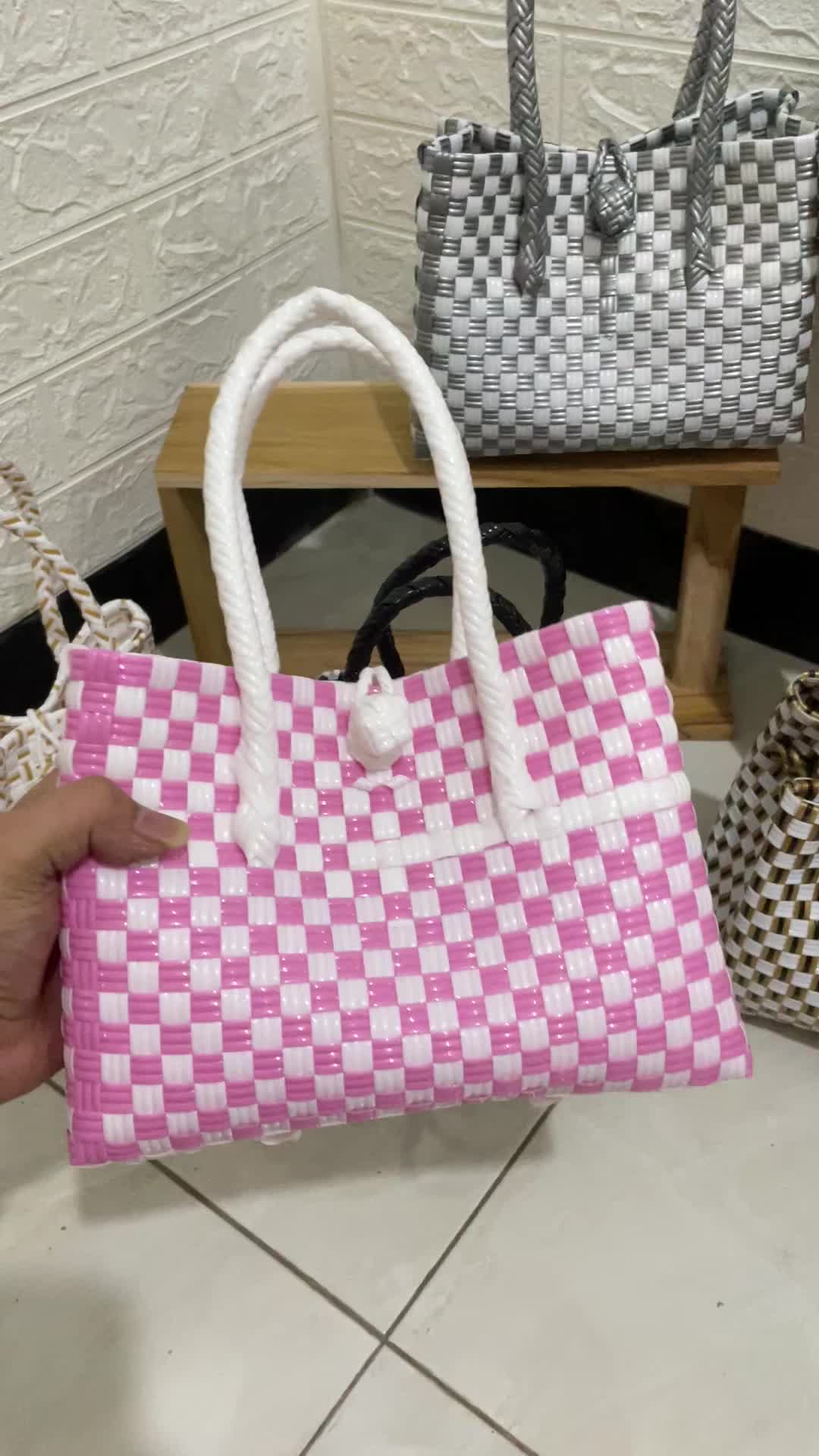 Tas Wanita plastik Jali Petty Mini Kecil Muat 1kg Bisa COD Petty Bag Anyaman Ready Stok