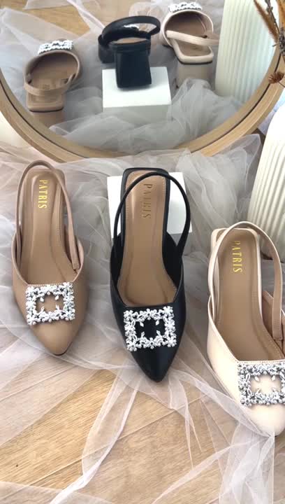 PATRIS Rosalind Mules Wanita Heels / Hak 5 Cm black shoes Sendal Pesta