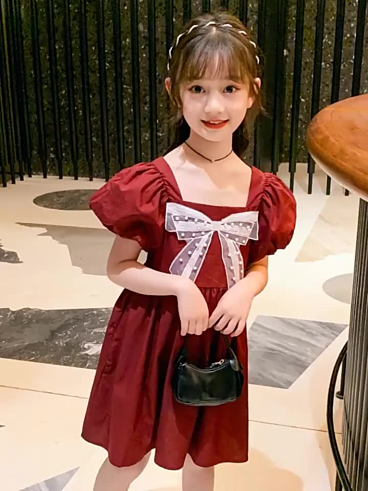 Baju Anak Cewek Korea Lengan Pendek Motif Dress Pita Renda Untuk anak usia sampai 6 Tahun Ke atas Simple dan Elegan ( G - 14 ) Pakaian Fashion