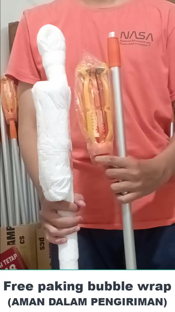 Tongkat Lampu Stick 3m - Alat Pengganti Lampu PLC, 2U,3U, Spriral,Bulat,Capsul dan LED [ Model Kecubung ] - Tongkat Pasang Ganti Lampu Terpanjang 3m Hitam
