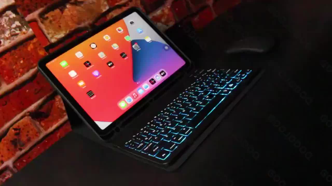 【COD/GOOJODOQ】10 Inch  Backlight Wireless Keyboard And Mouse LED Colorful Bluetooth Keyboard For iPad Laptop Android iPhone Lampu