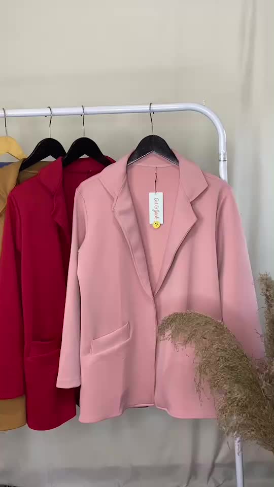 Blazer Scuba Oversize Wanita Polos Tebal - Baju Outer Atasan Panjang Santai - Jas Wanita Santai Cardigan Jaket Cewek