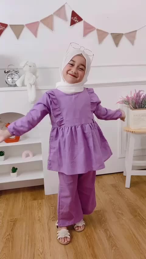 Set Rana Setelan Anak Cewek Bahan Linen Setcel Anak Neeca Kiddos Size 2,4,6,8,10 Tahun Baju  Muslim  Tunik  Wanita