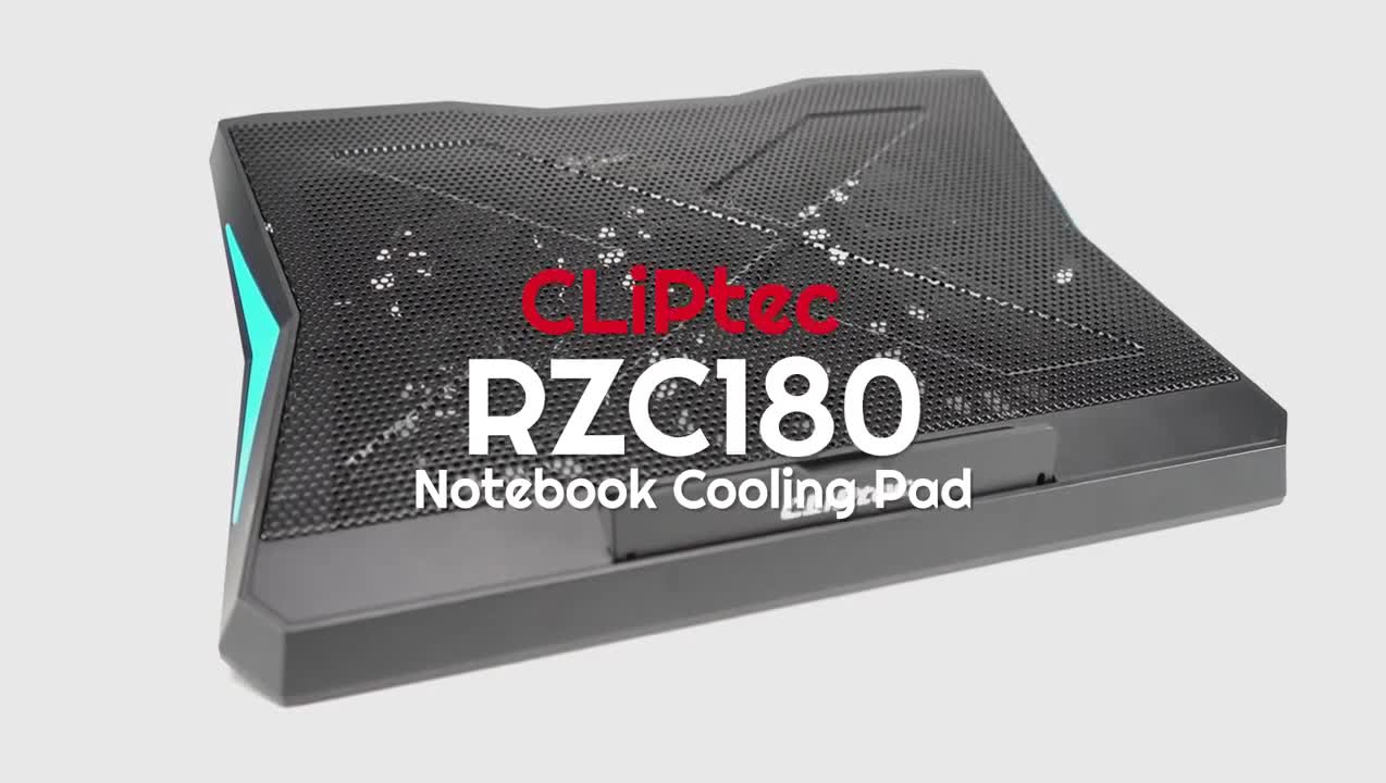 Cliptec Cooling Pad Laptop 17" 6 Fan Adjustable Ergostand Dual Port USB HUB 2400 RPM RZC180 Garansi 2 Tahun Computer