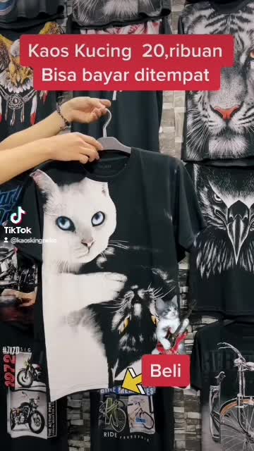 Kaos Motif Kucing Hitam Untuk Pria Dewasa & Sablon tidak luntur Tidak Pecah katun distro