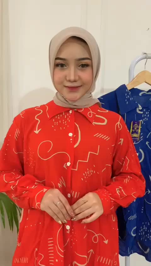 Setelan Rayon Motif Abstrak Full Kancing Aktif Baju Celana