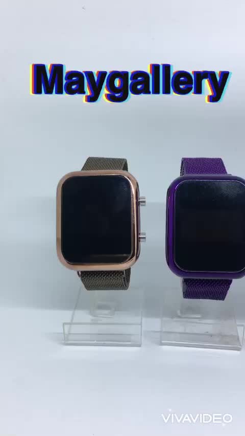 ￼Jam Tangan Led Watch Magnet Segi Oval Bulat (Free Gift)