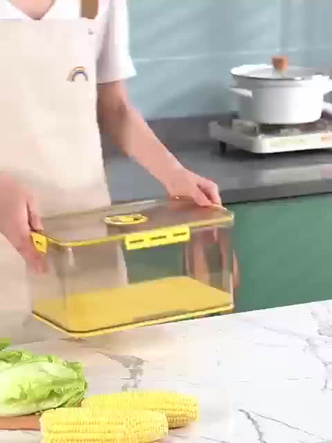 UPHOME Kotak Penyimpanan Makanan 5.1L Transparan dengan Saringan PET Segi Persegi untuk Buah Sayur & Daging Kulkas Freezer