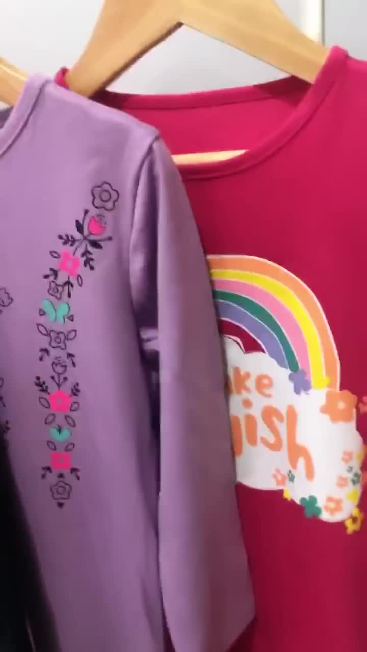 Gamis Kaos Anak Aplikasi Sablon Mix Warna Size 2-8Tahun Baju Muslim Panjang Dress Cewek Katun Lebaran Syari